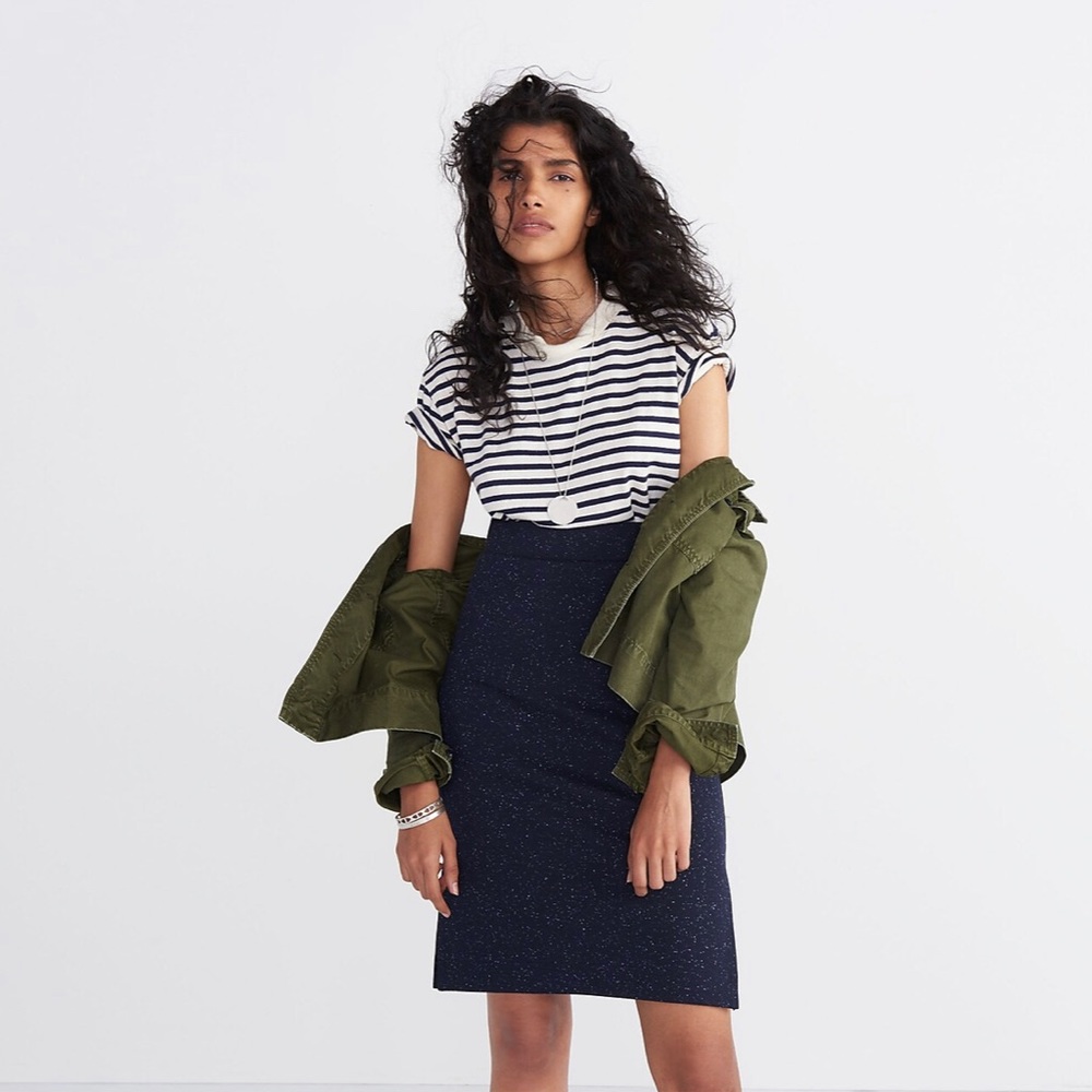 Madewell Navy Midi Skirt